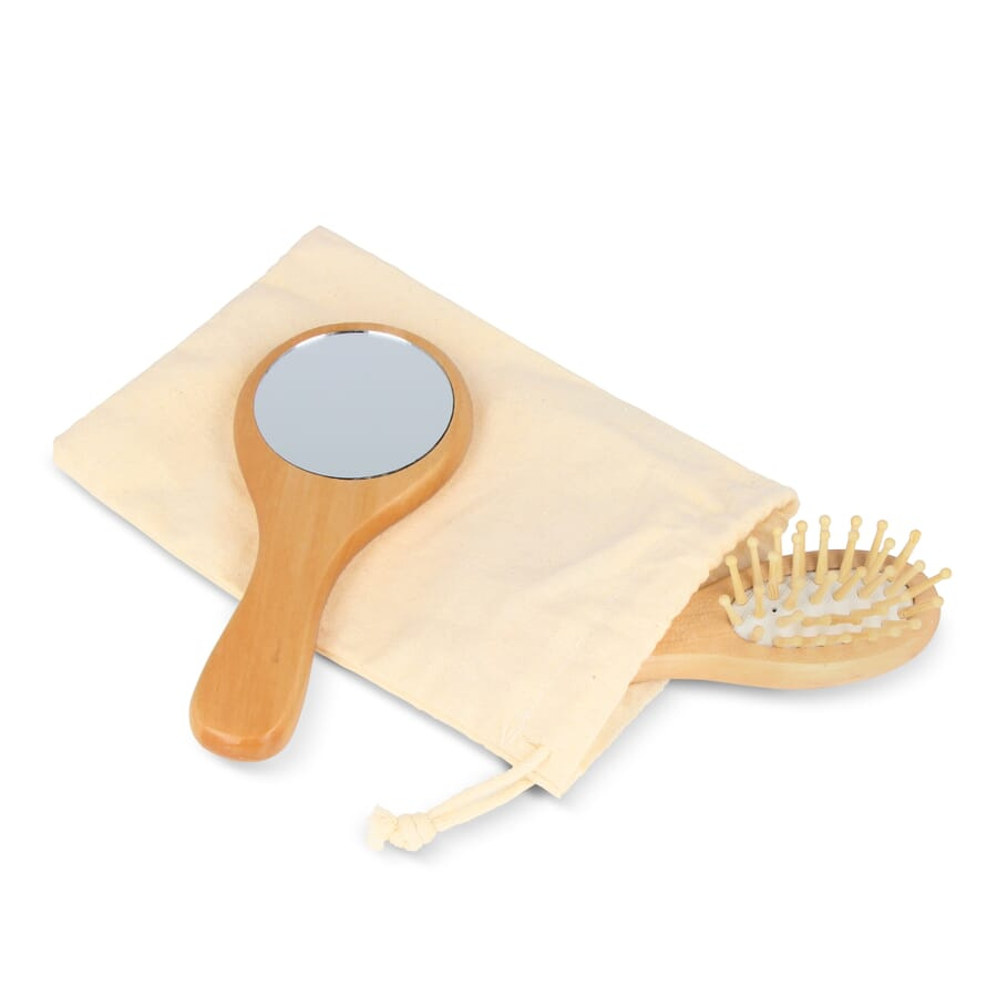 Schima superba Holz Pinsel & Spiegel Set, Natur, Produktbild (1)