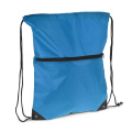 Kordelzugtasche 210T R-PET mit Reißverschluss, Blau