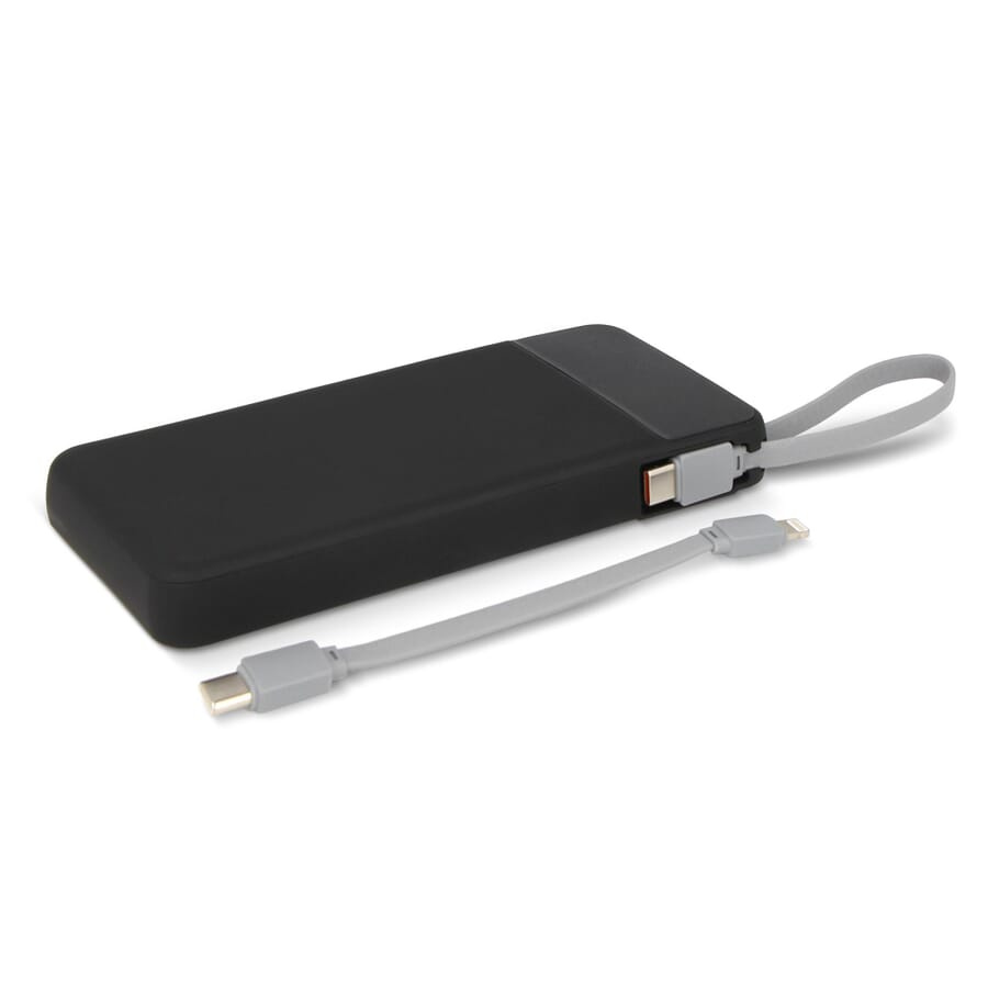 Ziara Powerbank with USB-C & Lightning Cable 10000mAh, Schwarz, Produktbild (1)