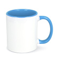 Oslo Sublimationsbecher farbig innen & Griff 300 ml, Weiss / Hellblau