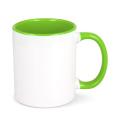Oslo Sublimationsbecher farbig innen & Griff 300 ml, Weiss / Hellgrün