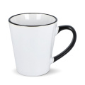 Melbourne Sublimationsbecher farbiger Rand & Henkel 300 ml, Weiss / Schwarz