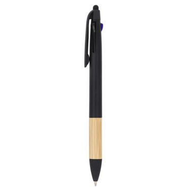3-Farben-Stift mit Bambusgriff, Schwarz, Produktbild (2)