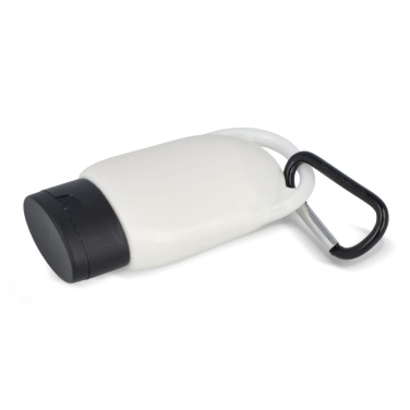 Sonnenschutzlotion mit Karabiner SPF30 aus recyceltem Material 30 ml, Schwarz, Produktbild (3)