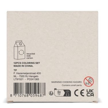 12 Buntstifte in einer Schachtel aus recyceltem Milchkarton, Ecru, Produktbild (4)
