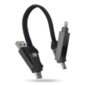 Multifunktionales 4-in-1 Kabel Schlüsselanhänger Größe 60 W, Schwarz