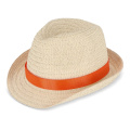 Pflanzlicher Strohhut mit farbigem Band, Orange