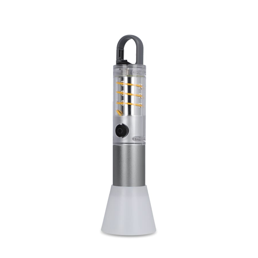 Multifunktions-Taschenlampe aus recycelten Materialien, Silber, Produktbild (1)