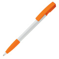 Kugelschreiber Nash Hardcolour mit Gummigriff, Weiss / Orange