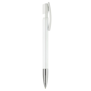 Kugelschreiber Nash Hardcolour mit Metallspitze, Weiss / Weiss, Produktbild (2)