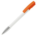 Kugelschreiber Nash Hardcolour mit Metallspitze, Weiss / Orange