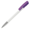 Kugelschreiber Nash Hardcolour mit Metallspitze, Weiss / Purple