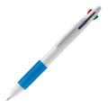 Kugelschreiber mit 4 Schreibfarben, Weiss / Blau
