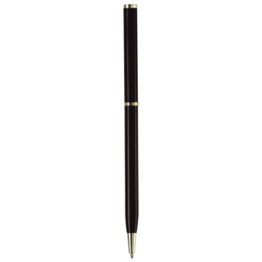 Metallkugelschreiber Slim mit Gold Applikation, Schwarz, Produktbild (2)
