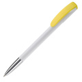 Kugelschreiber Deniro mit Metallspitze Hardcolour, Weiss / Gelb