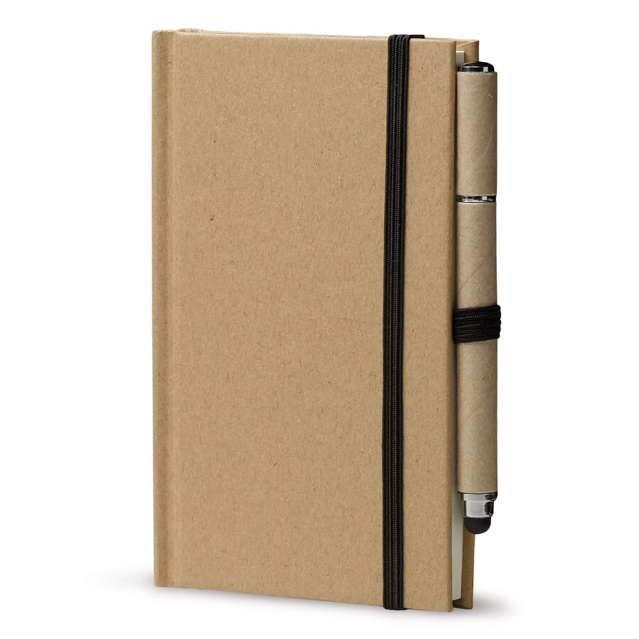 Karton Notizbuch A6 + Stift, Braun, Produktbild (1)