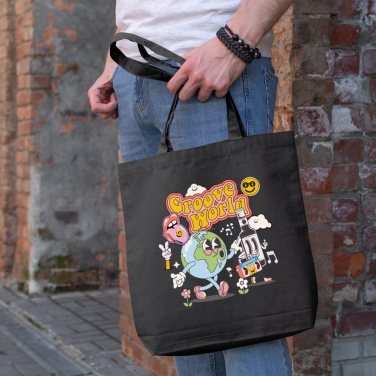 Umhängetasche canvas OEKO-TEX®270g/m² 42x12x43 cm, Schwarz, Produktbild (3)