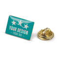 Metall Pin rechteckig 19x13 mm, Gold Satin