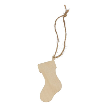 Strumpfförmiges Weihnachtsornament aus Holz, Natur, Produktbild (2)
