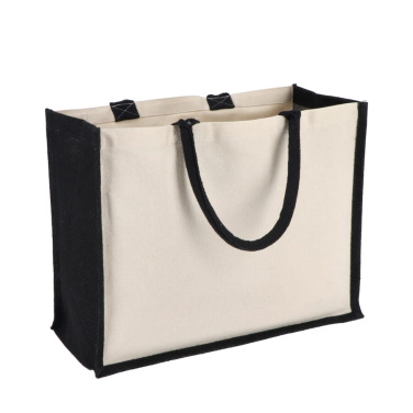 Jute-Baumwolle Tragetasche OEKO-TEX® 42,5 x 19 x 32 cm 320g/m², Schwarz, Produktbild (2)