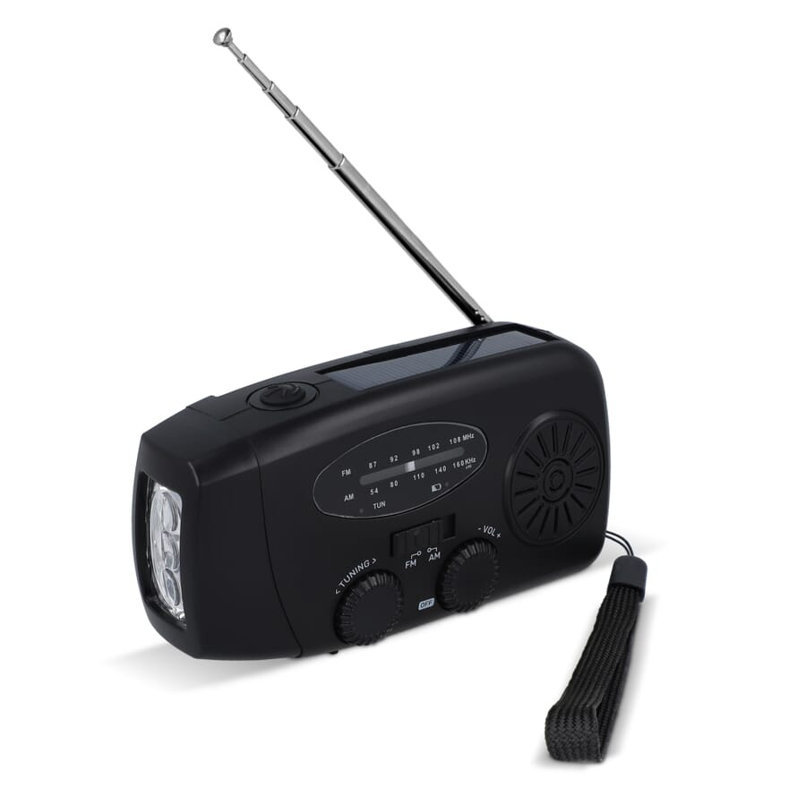 SafeSound Notfallradio mit Solar und Handaufzug, Schwarz, Produktbild (1)