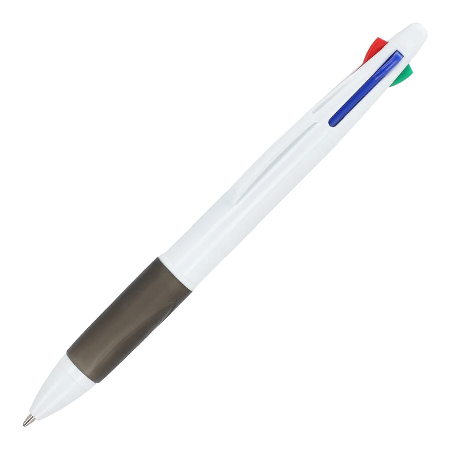 4-Farben-Stift mit Griffzone, Weiss / Schwarz, Produktbild