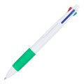 4-Farben-Stift mit Griffzone, Weiss / Grün