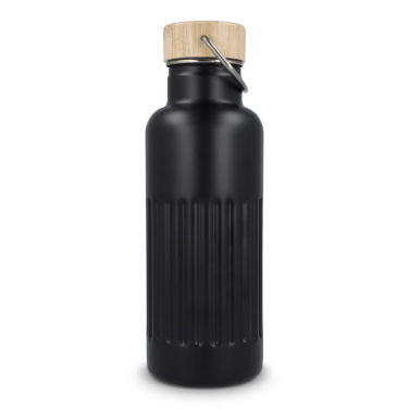 Recycelte Edelstahl-Isolierflasche 500 ml, Schwarz, Produktbild (4)
