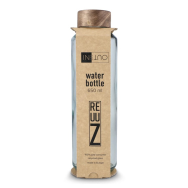 InSideOut Recycelte Glaswasserflasche ReuuZ mit Holzverschluss 650 ml, Transparent, Produktbild (2)