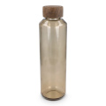 InSideOut Recycelte Glaswasserflasche ReuuZ mit Holzverschluss 650 ml, Transparent / Braun