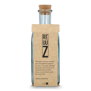 InSideOut Square Recycelte Glaswasserflasche ReuuZ mit Korkverschluss 500 ml, Transparent, Produktbild (2)