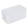 Doppelte Lunchbox mit Besteck, Weiss