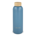 Waterdrop Edelstahlflasche mit Bambusdeckel 600 ml, Graublau