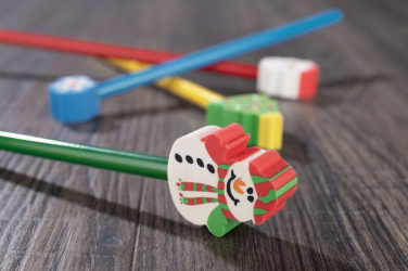 Bleistift mit Radiergummi CHRISTMAS - Schneemann, Produktbild, Grün (4)