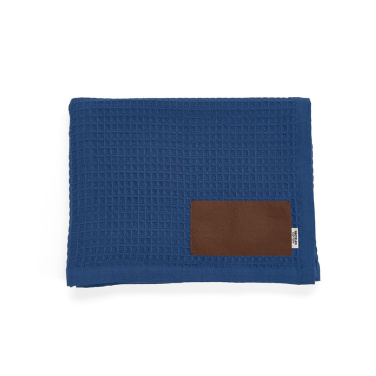 Giotto Decke recy.Baumwolle (200 g/m²). Mit personalisierbarem Aufnäher, Blau, Produktbild (2)