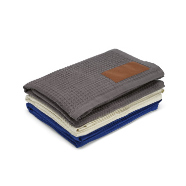 Giotto Decke recy.Baumwolle (200 g/m²). Mit personalisierbarem Aufnäher, Blau, Produktbild (3)