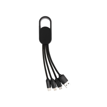 4-in-1 Kabel mit Karabiner-Clip, Schwarz, Detailansicht (1)
