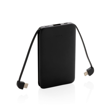 5.000 mAh Powerbank mit integriertem Kabel, Schwarz, Detailansicht (1)