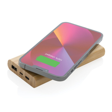 8.000mAh Bambus-Wireless-Powerbank, braun, Detailansicht (2)