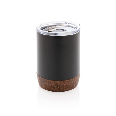 Kleine Vakuum-Kaffeetasse aus RCS rSteel & Kork, Schwarz, Detailansicht