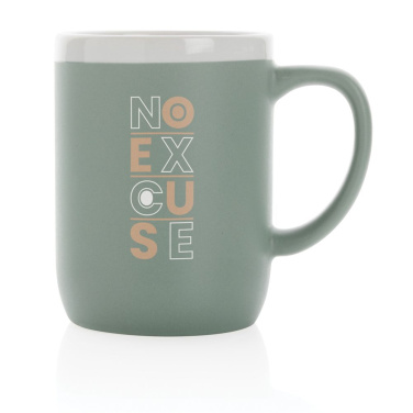 Keramiktasse mit weißem Rand, 300ml, Grün, mit Logo
