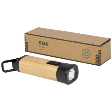 Kuma Taschenlampe aus Bambus und recyceltem RCS Kunststoff mit Karabinerhaken, Natürlich, Produktbild (3)