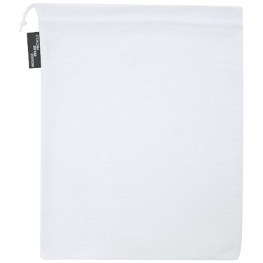 recycelter Polyester-Zuziehbeutel, 25 x 32 cm – weiss, Produktbild, Weiß (2)
