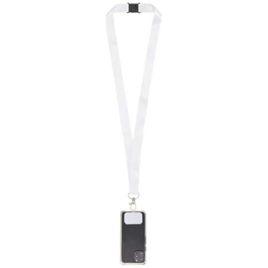 Addie RPET Sublimation Lanyard mit Telefonhalterung und Sicherheitsverschluss – schwarz / weiss, 15mm, Produktbild, Schwarz/Weiß (2)