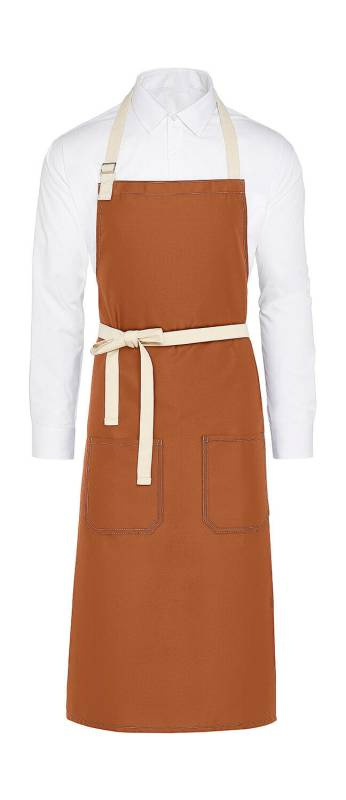 SANTORINI – Latzschürze mit Kontrastfarbe und Tasche, Gebranntes Orange - SG Accessories - BISTRO (1)