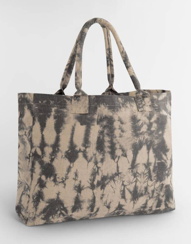Tragetasche aus Canvas mit Batikmuster, Sand Schwarz Batik - Westford Mill (1)
