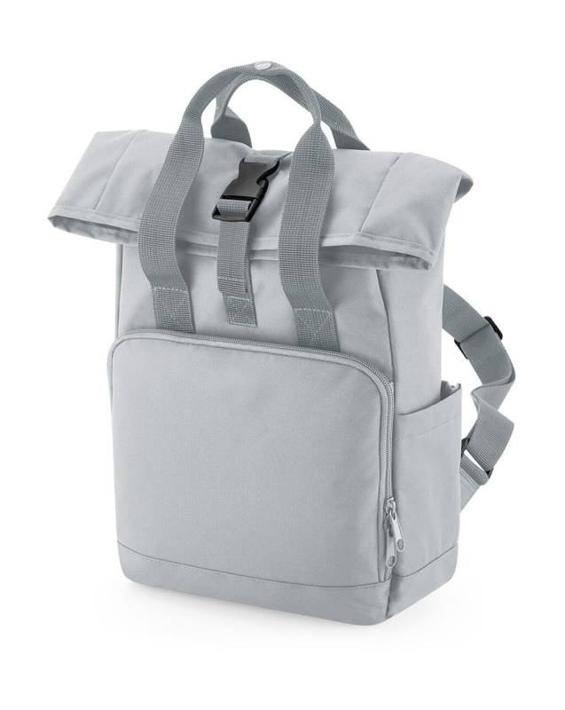 Recycelter Mini-Rucksack mit zwei Tragegriffen und Rollverschluss, hellgrau - Bagbase (1)