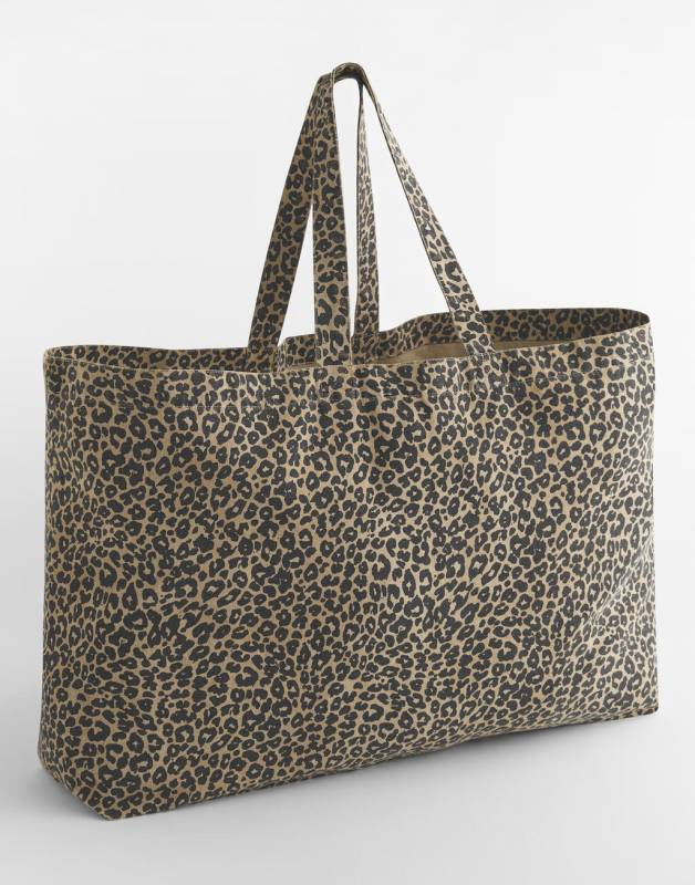 Übergroße Tragetasche aus Canvas mit Leopardenmuster, Vintage-Leopardenmuster - Westford Mill