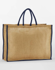 Natürlicher, gestärkter Jute-Marktkäufer, naturfarben/marineblau