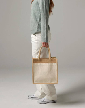Midi-Tasche aus Baumwolle und natürlich gestärktem Jute, naturfarben - Westford Mill (3)